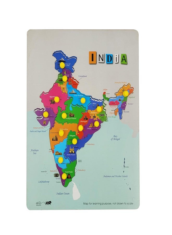 APPSTER Jumbo Size Colorful Wooden Puzzle Toy for Kids Jigsaw Puzzles for Adults Baby Learning Educational Toys Board Game (ABCD + India Map + Number) - Image 2